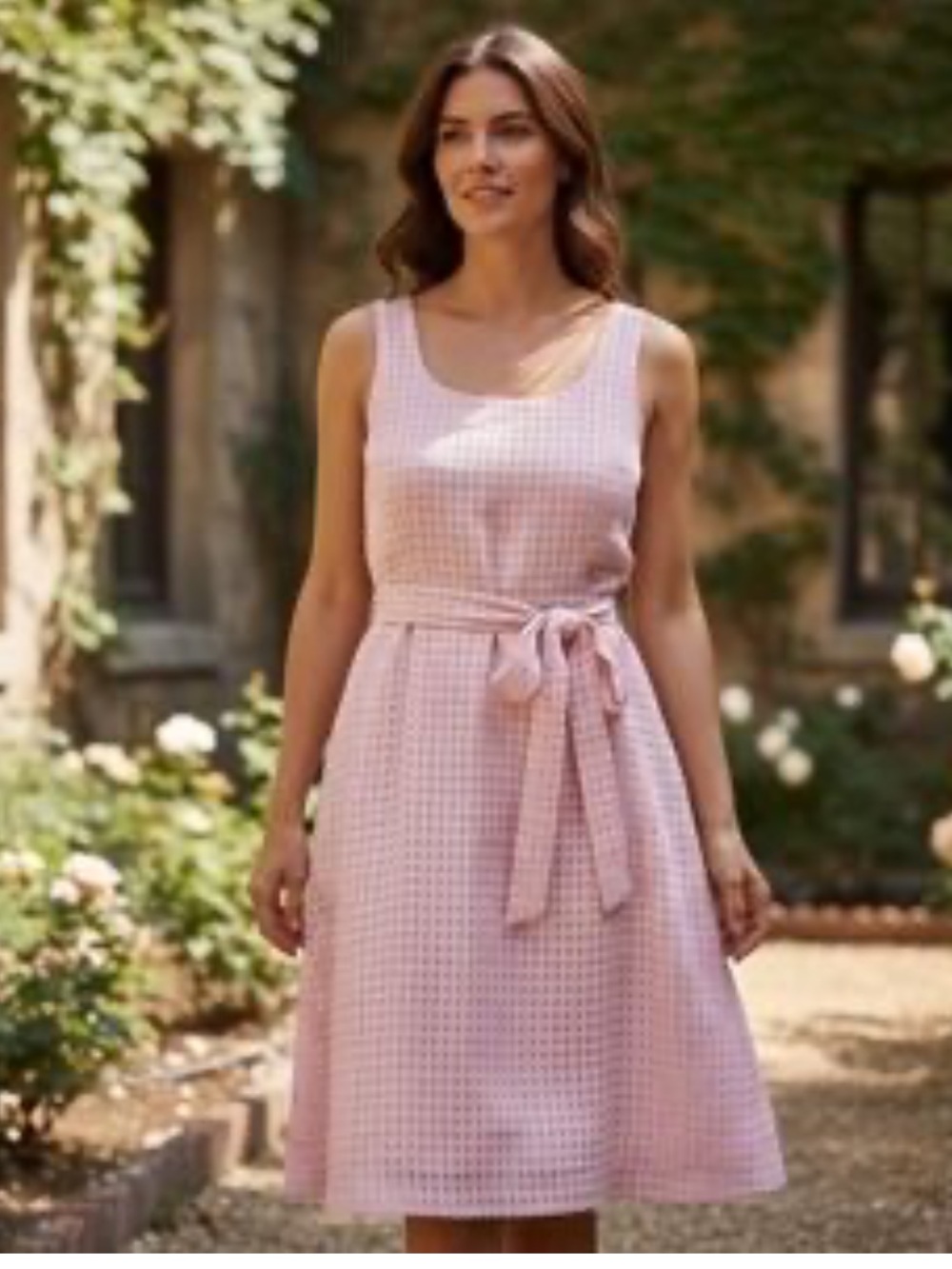 Anne Klein Light Pink Sleeveless Belted Midi Dress